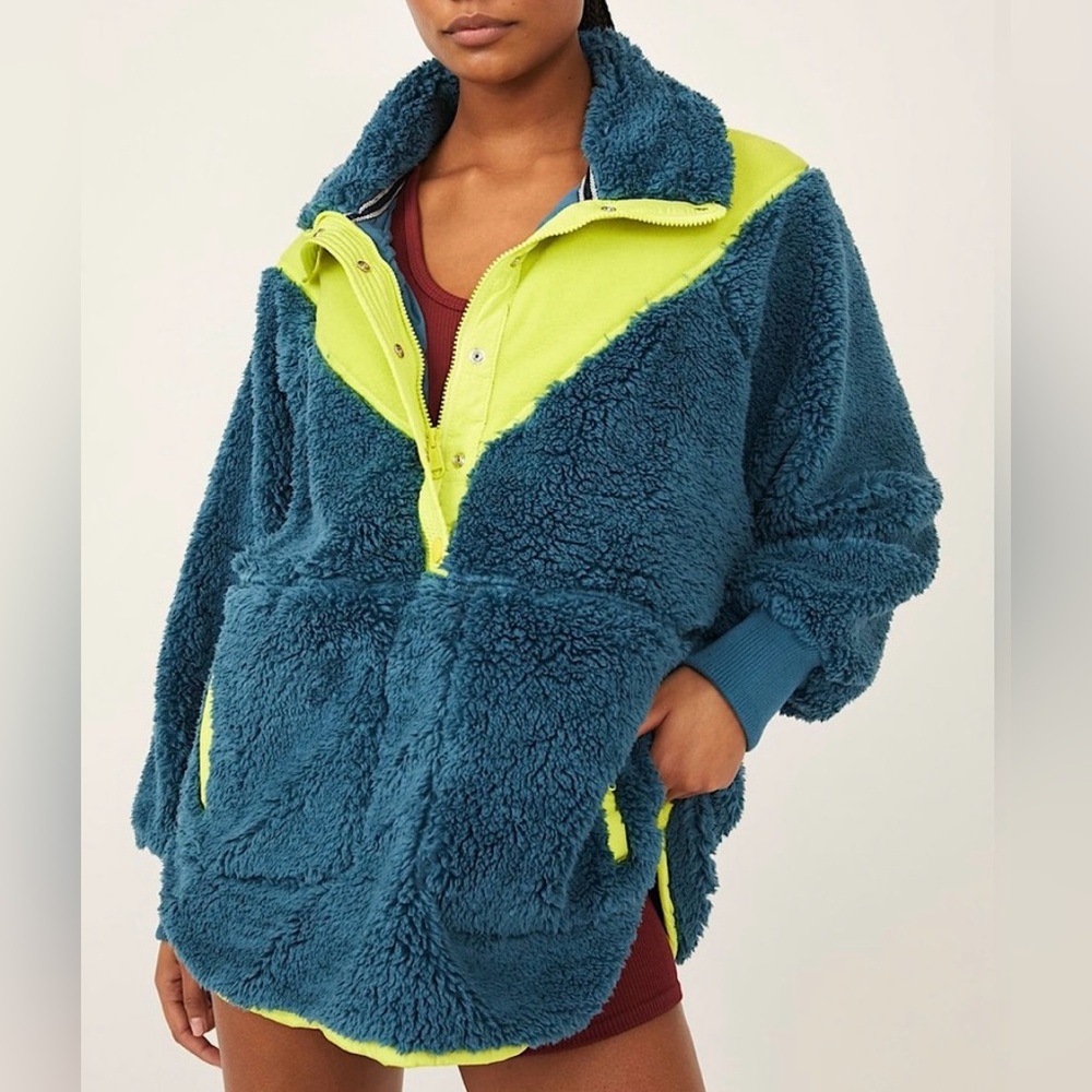 Women's Blue and Green Fleece Jacket Free people movement XS